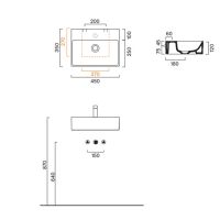 Раковина 45x35 Catalano PREMIUM без отв. под смеситель покрытие Cataglaze+ цвет белый глянцевый 220450001 схема 2