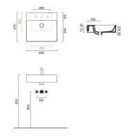 Раковина 50x47 Catalano PREMIUM без отв. под смеситель покрытие Cataglaze+ цвет белый глянцевый 220500001 схема 2