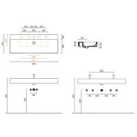 Раковина 120x47 Catalano PREMIUM без отв. под смеситель покрытие Cataglaze+ цвет белый глянцевый 221200001 схема 2