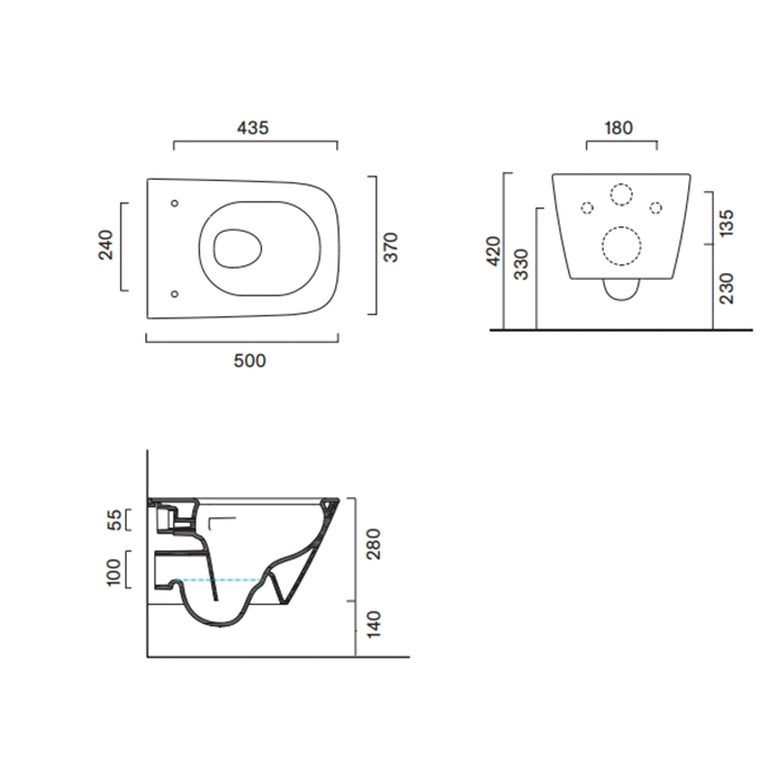 Унитаз подвесной 50x37 Catalano GREEN безободковый смыв Tornado покрытие Cataglaze+ без крепежа цвет белый глянцевый ФОТО
