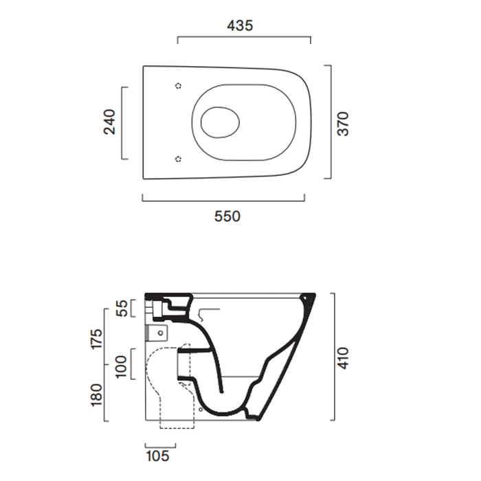Унитаз напольный 55x37 Catalano GREEN безободковый универс.слив смыв Tornado покрытие Cataglaze+ без крепежа цвет белый глянцевый ФОТО