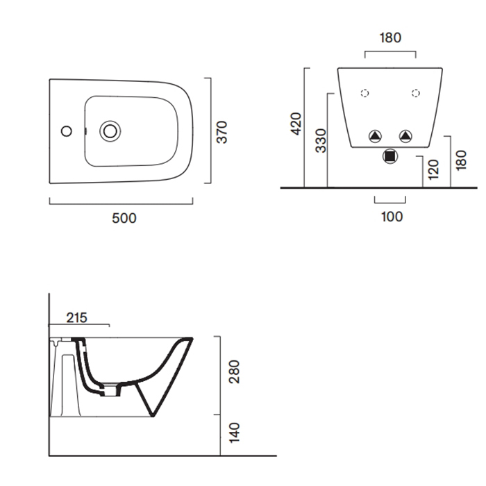 Биде подвесное 50x37 Catalano GREEN без крепежа ФОТО