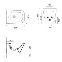 Биде подвесное 50x37 Catalano GREEN без крепежа схема 2 Биде подвесное 50x37 Catalano GREEN без крепежа схема 2