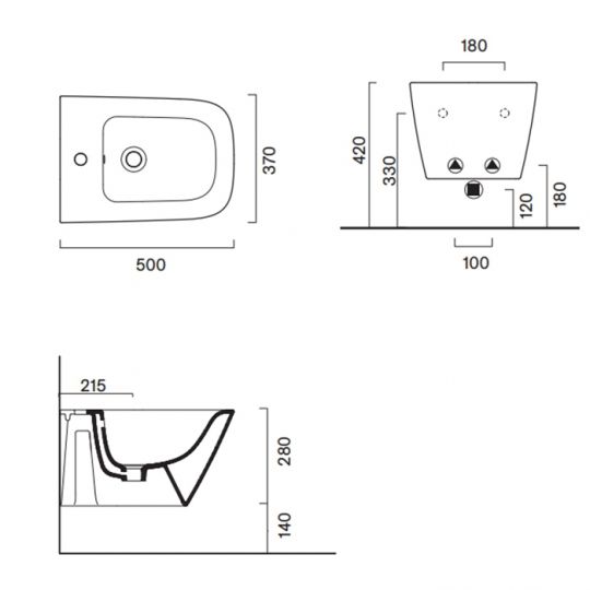 Биде подвесное 50x37 Catalano GREEN без крепежа схема 2 Биде подвесное 50x37 Catalano GREEN без крепежа схема 2