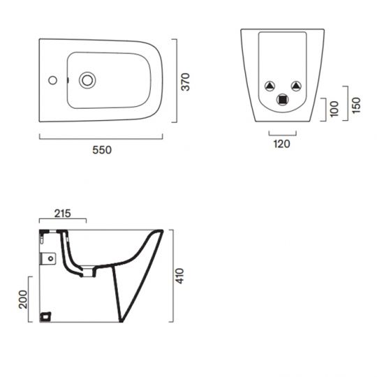 Биде напольное 55x37 Catalano GREEN  без крепежа схема 2
