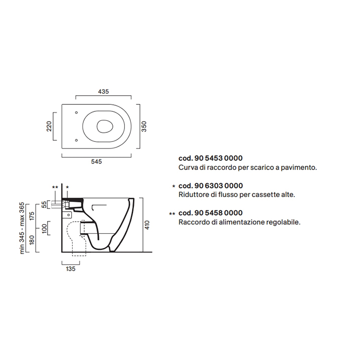 Унитаз напольный 55x35 Catalano SFERA безободковый универс.слив смыв Tornado покрытие Cataglaze+ без крепежа цвет белый глянцевый 514550001 ФОТО