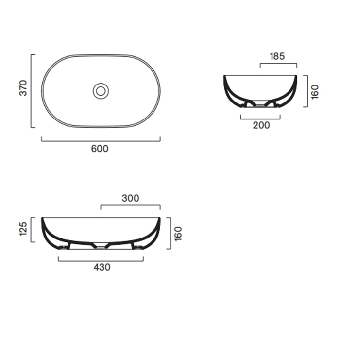 Раковина 60x37 h16 накладная Catalano SFERA без отв. под смеситель покрытие Cataglaze+ цвет белый глянцевый 522610001 ФОТО