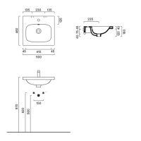 Раковина 50x46 встраиваемая/подвесная Catalano Alvea без отв. под смеситель покрытие Cataglaze+ цвет белый глянцевый 620500001 схема 2