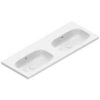 Раковина 120x46 двойная Catalano Alvea встраиваемая или подвесная без отв. под смеситель покрытие Cataglaze+ цвет белый глянцевый 621220001 схема 1