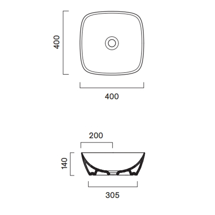 Раковина 40x40 накладная Catalano Alvea без отв. под смеситель покрытие Cataglaze+ цвет белый глянцевый 622400001 ФОТО