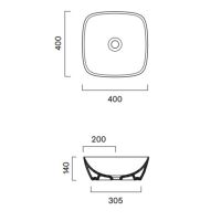 Раковина 40x40 накладная Catalano Alvea без отв. под смеситель покрытие Cataglaze+ цвет белый глянцевый 622400001 схема 2 Раковина 40x40 накладная Catalano Alvea без отв. под смеситель покрытие Cataglaze+ цвет белый глянцевый 622400001 схема 2