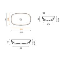 Раковина 60x38 встраиваемая Catalano Alvea без отв. под смеситель покрытие Cataglaze+ цвет белый глянцевый схема 2 Раковина 60x38 встраиваемая Catalano Alvea без отв. под смеситель покрытие Cataglaze+ цвет белый глянцевый схема 2