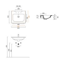 Раковина подвесная Catalano Italy 60x50 см без отв. под смеситель покрытие Cataglaze+ цвет белый глянцевый 720610001 схема 2