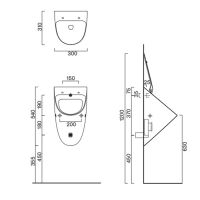 Писсуар подвесной Catalano Comfort Rimless 54x30 цвет белый глянцевый 932540001 схема 2