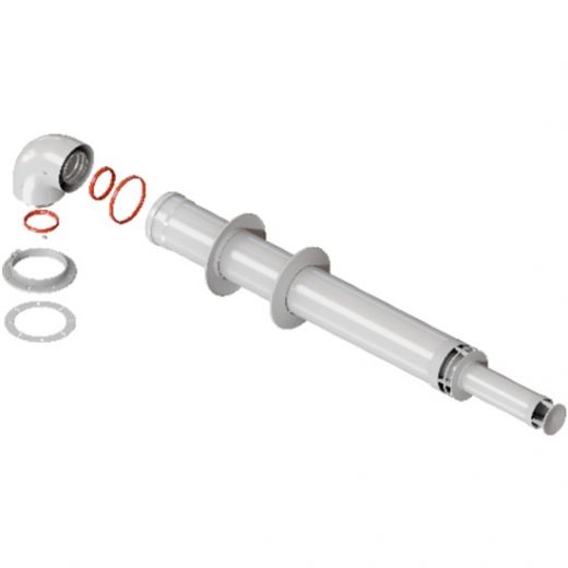 ROMMER RCA-6010-241000 Комплект дымохода АНТИЛЕД 60/100 - 1000 мм (Bosch, Buderus, Navien S/C/E, Baxi ECO Nova/Classic, Baltur, Fondital ) в комплекте фланец