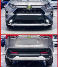 Накладки на бампера пластиковые, с LED ДХО, для RAV4 XA50