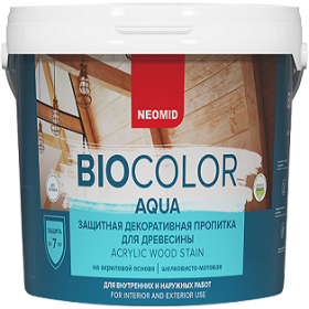 Пропитка для Древесины Neomid Biocolor Aqua 9л Бесцветный без Запаха, Деревозащитная для Внутренних и Наружных Работ / Неомид Био Колор Аква.