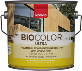 Декоративная Пропитка для Древесины Neomid Biocolor Ultra 9л Орех Полуглянцевая с Усиленной Защитой / Неомид Био Колор Ультра.