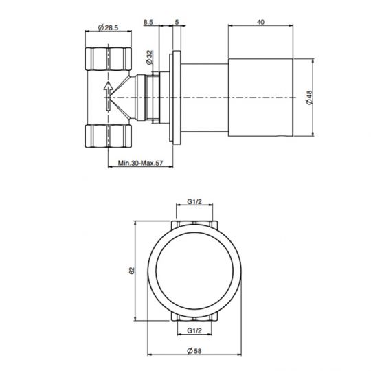 Запорный вентиль 1/2 Fima carlo frattini Spillo steel F3093/1 схема 2
