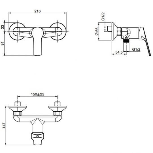 Fima carlo frattini Serie 4 Смеситель для душа внешнего монтажа без душевого комплекта F3765/1 схема 2