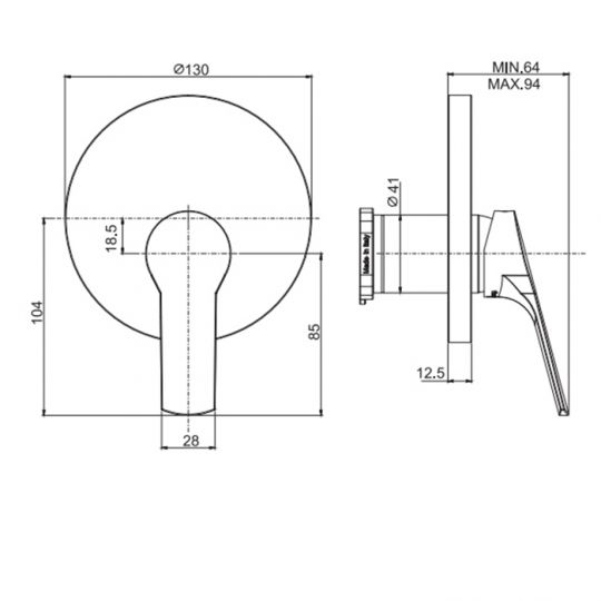 Fima carlo frattini Serie 4 смеситель для ванны/душа F3769E1 схема 2
