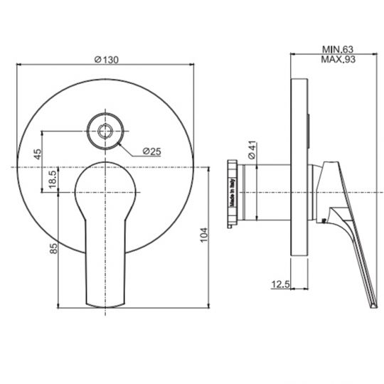 Fima carlo frattini Serie 4 смеситель для ванны/душа F3769E2 схема 2 Fima carlo frattini Serie 4 смеситель для ванны/душа F3769E2 схема 2