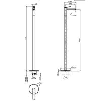 Смеситель для раковины напольный Fima carlo frattini Flo F3801/PN излив 170мм схема 2