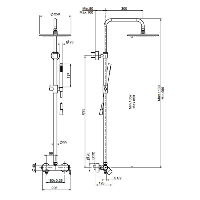 Душевая стойка с тропическим душем Fima - carlo frattini Wellness F3805/2 ФОТО