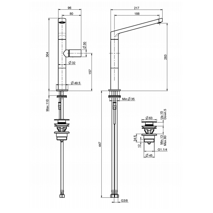 Высокий однорычажный смеситель для раковины Fima carlo frattini Nomos go F4161L ФОТО