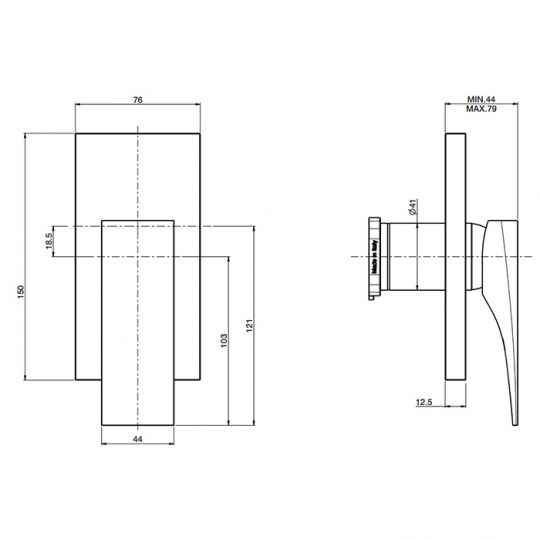 Fima carlo frattini Zeta смеситель для ванны/душа F3969E1 схема 2