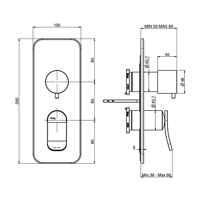 Встроенный смеситель с переключателем на 2/3 источника Fima carlo frattini Flo F3809X6 ФОТО