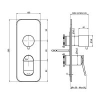 Встроенный смеситель с переключателем на 2/3 источника Fima carlo frattini Flo F3809X6 схема 2
