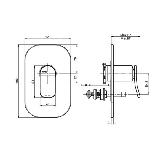 Смеситель без излива с переключателем Fima carlo frattini Flo F3809X2 схема 2 Смеситель без излива с переключателем Fima carlo frattini Flo F3809X2 схема 2