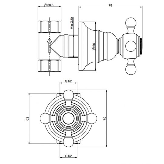 Fima carlo frattini Fimatherm Запорный вентиль 1/2 F5093/1 схема 2