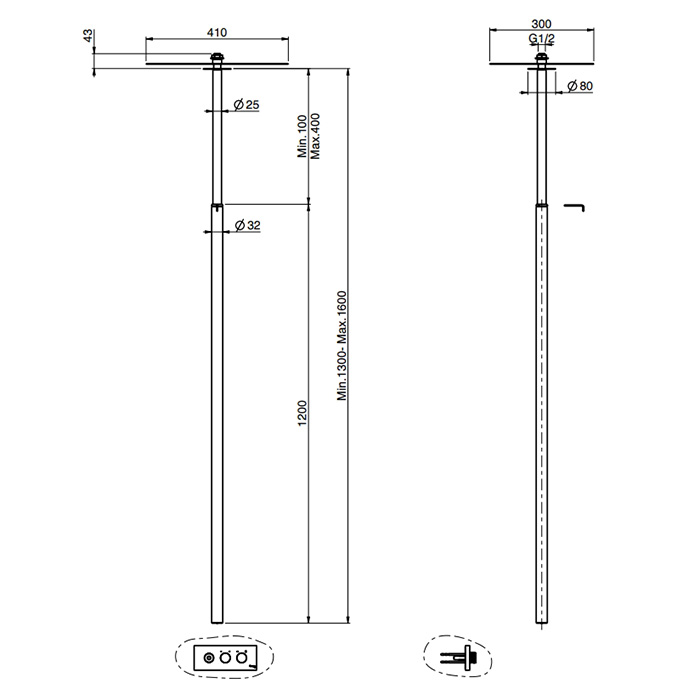 Cмеситель для раковины для настенного монтажа с потолочным изливом Fima carlo frattini Switch ON F5951E ФОТО