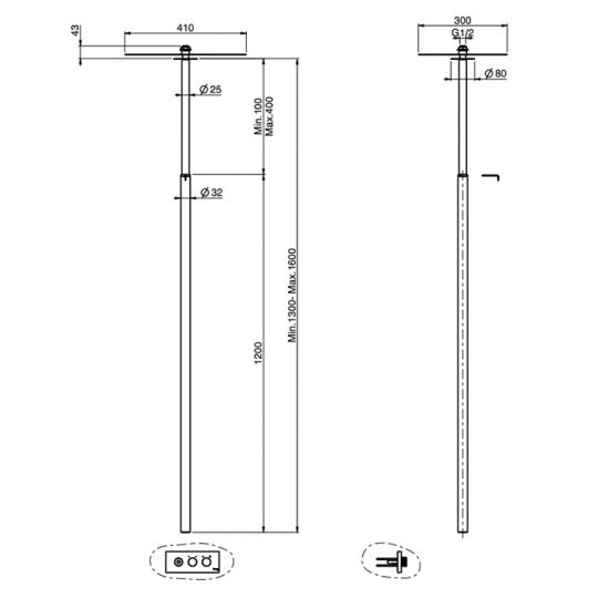 Cмеситель для раковины для настенного монтажа с потолочным изливом Fima carlo frattini Switch ON F5951E схема 2