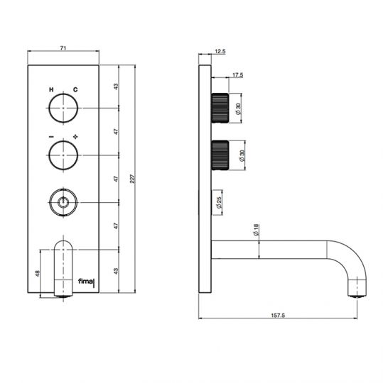 Смеситель для раковины Fima carlo frattini Switch ON F5951VX5 излив 160мм схема 14