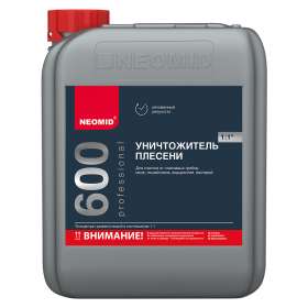 Уничтожитель Плесени Neomid 600 10л Концентрат (1:1) Уничтожает Грибы, Мхи, Лишайники, Водоросли, Бактерии с Бетона, Камня / Неомид 600