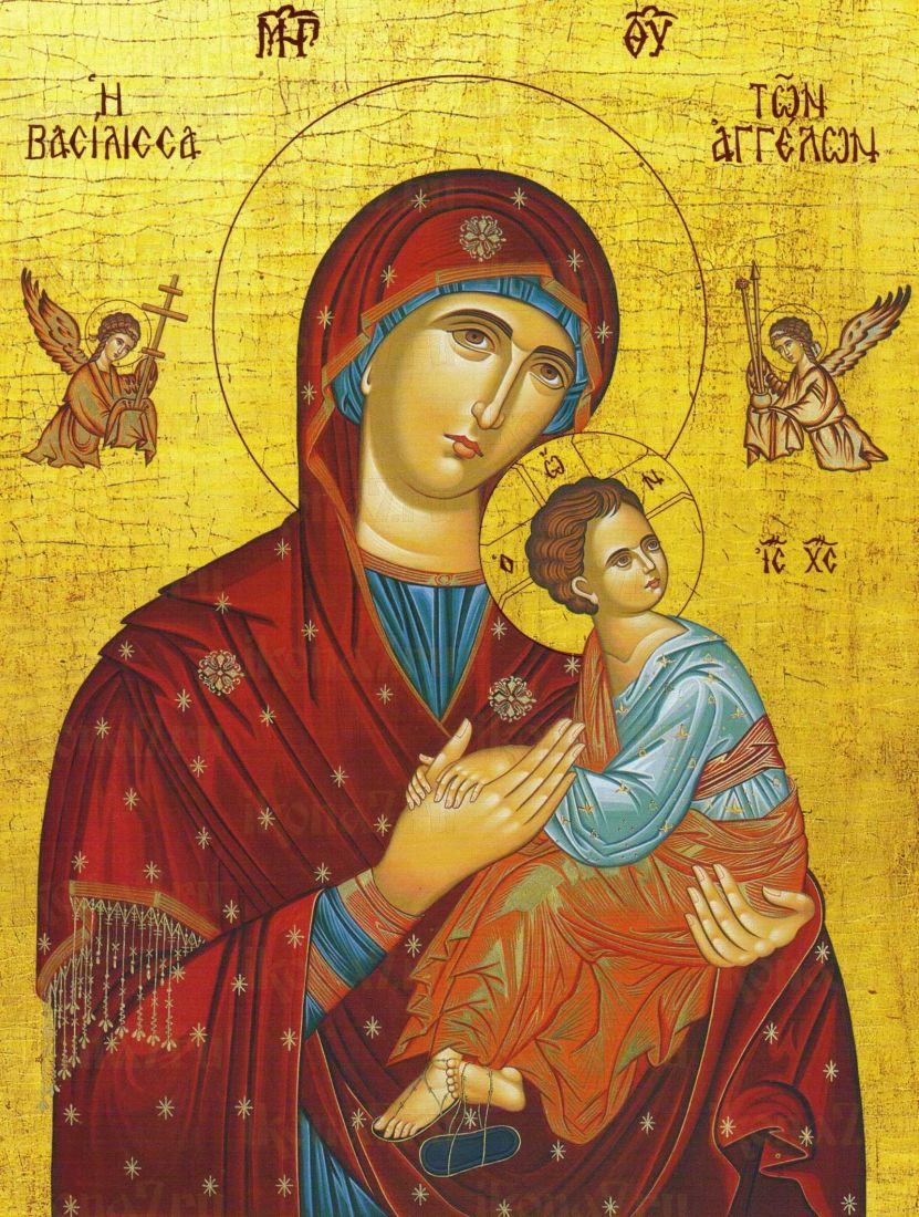Госпожа Ангелов икона Божией Матери (Печать на дереве)