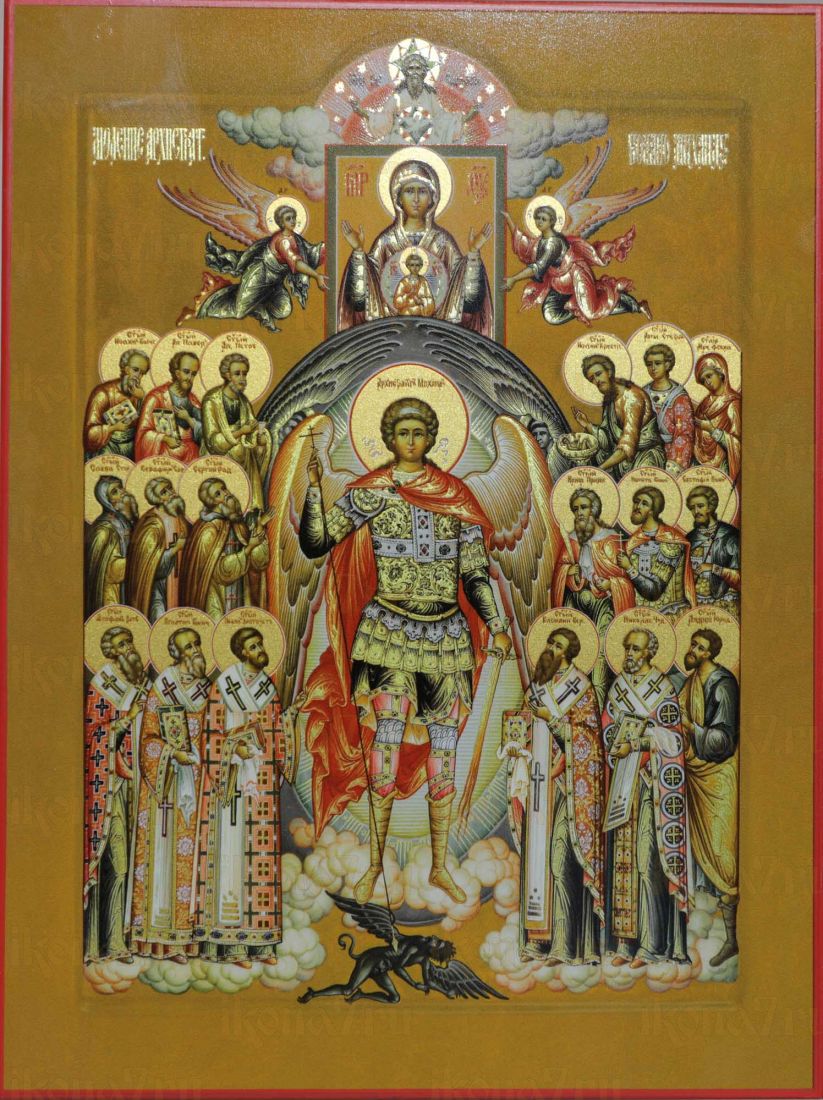 Икона Собор Архистратига Михаила (Палех)(Премиум UV-печать)
