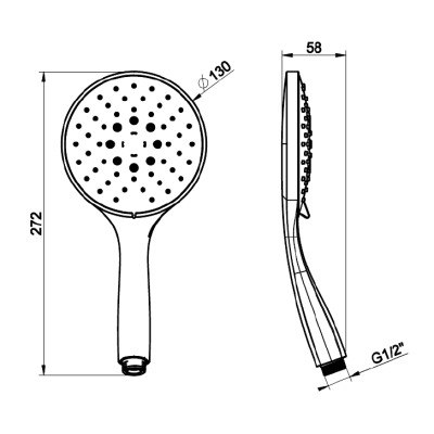 Ручная лейка 3-позиционная с защитой от известкового налёта, цвет Brushed Brass PVD 14376727 ФОТО