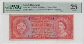 Британский Гондурас 5 долларов 1958 год VF Очень редкая