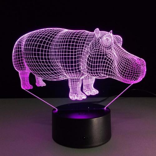 3D Светильник семицветный Бегемот оптом