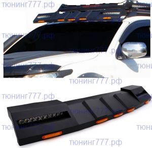 Козырек над лобовым стеклом с LED огнями + корзина на крышу пикапа