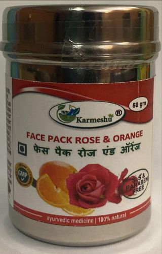 Маска для лица роза и апельсин | Face pack rose & orange | 50 г | Karmeshu