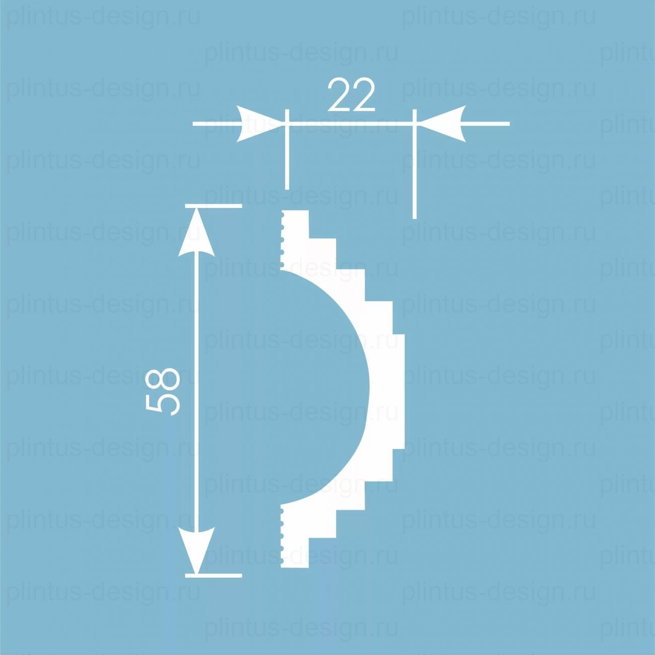 MX051 Молдинг экополимер, 58х22, 2000 мм