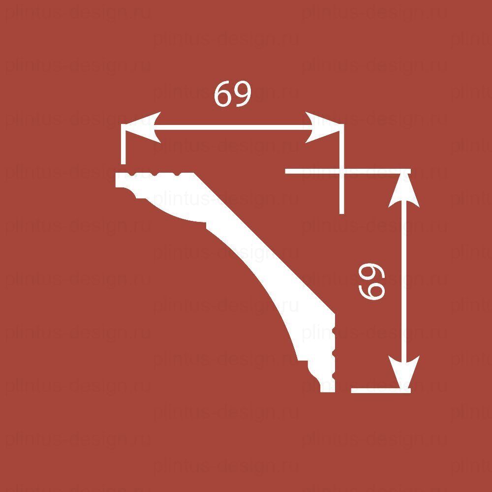 KX014 Карниз экополимер, 69х69, 2000 мм