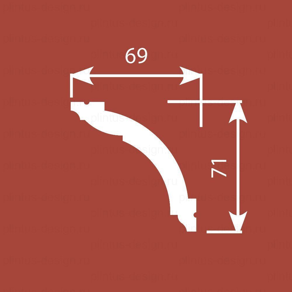 KX005 Карниз экополимер, 69х71, 2000 мм