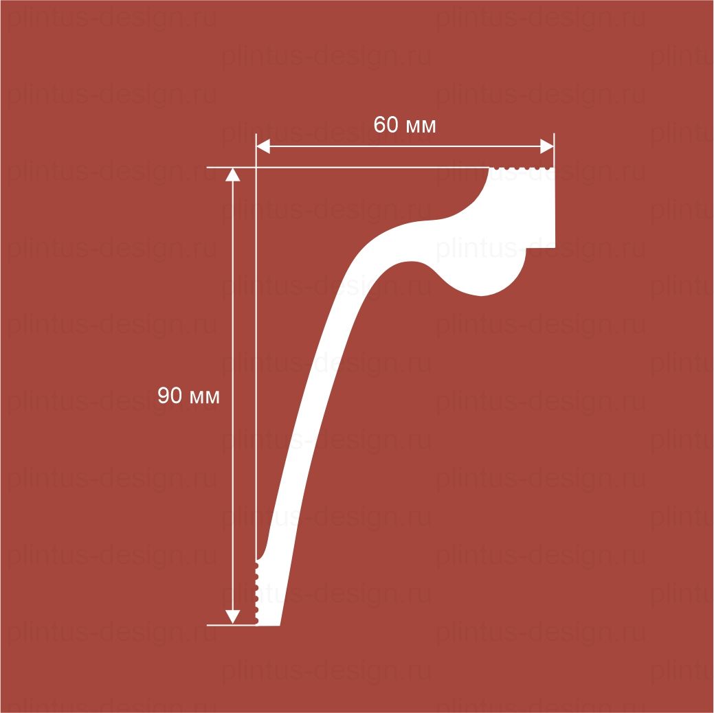 KX066 Карниз экополимер, 60х90, 2000 мм