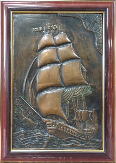 интерьерная картина-чеканка "Парусник", 30х40